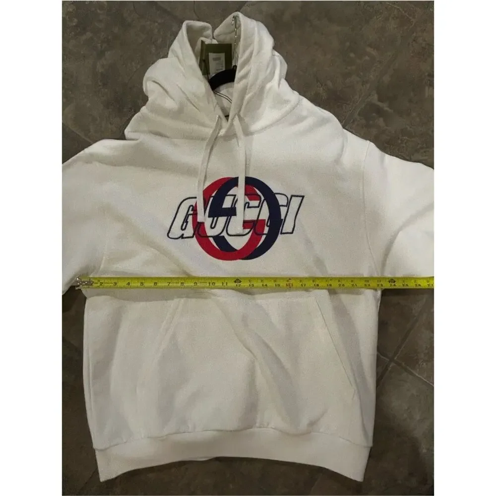 Men's Gucci jersey, cotton hoodie, locking G graphic logo size large made Italy